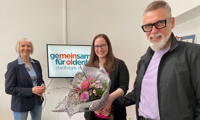 Personeller Wechsel bei &bdquo;Gemeinsam f&uuml;r Oldenburg e. V.&ldquo;: Friederike T&ouml;belmann &uuml;bernimmt die Gesch&auml;ftsf&uuml;hrung. BU: Silke Fennemann, Friederike T&ouml;belmann und 1. Vorsitzender Stefan Dieker.